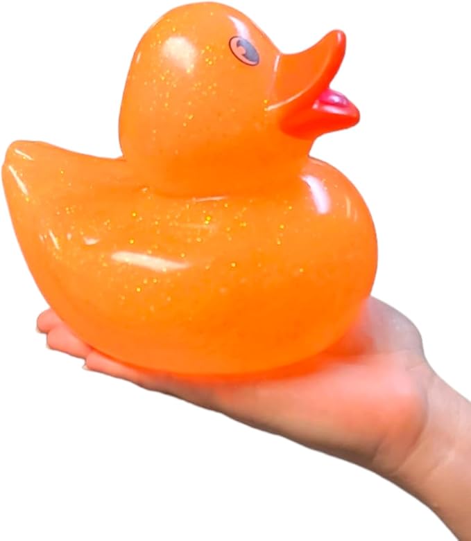 Large 6" Tall Glitter Rubber Duckies ( Ducks) Collectable Colorful Ducks Great for Dash Display and Bath Play (2 Pack)