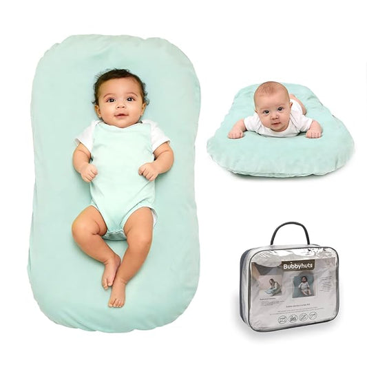 Baby Lounger - Snuggle Cozy Me Infant Lounger for Newborn 0-12 Months, Flannel Cover，Portable Breathable & Soft Baby Nest Lounger for Home and Travel - Lack Blue