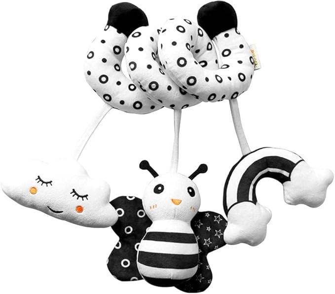 Baby Crib Pram Hanging Toys, Animal Stroller Car Seat Toy Hanging Rattles Bedside Crib Trolley for Newborn Kids (bee)