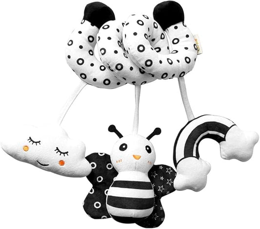 Baby Crib Pram Hanging Toys, Animal Stroller Car Seat Toy Hanging Rattles Bedside Crib Trolley for Newborn Kids (bee)
