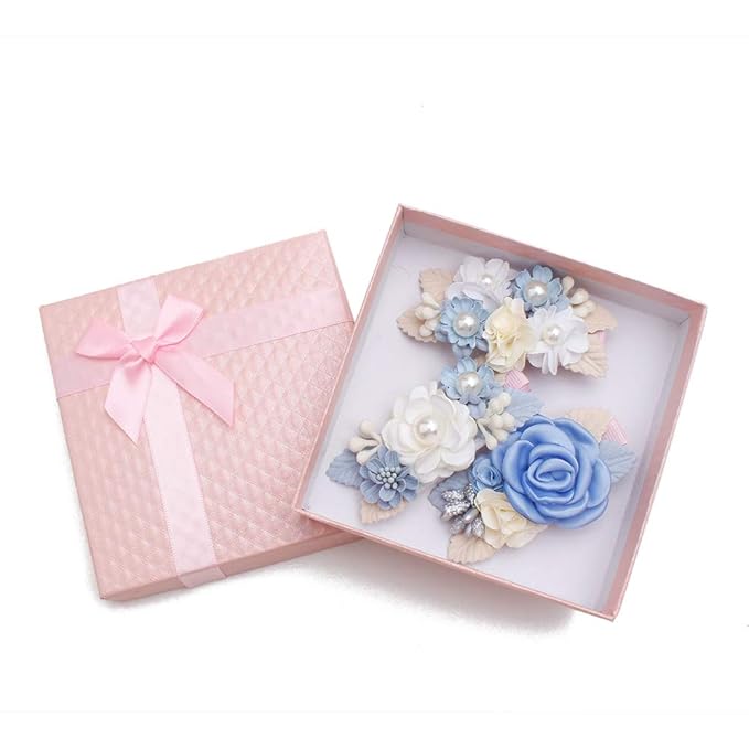 Flower Hair Clips Set-Cherrboll 3pcs Floral Hair Bow Accessories for Baby Girl Toddles Teen Gifts
