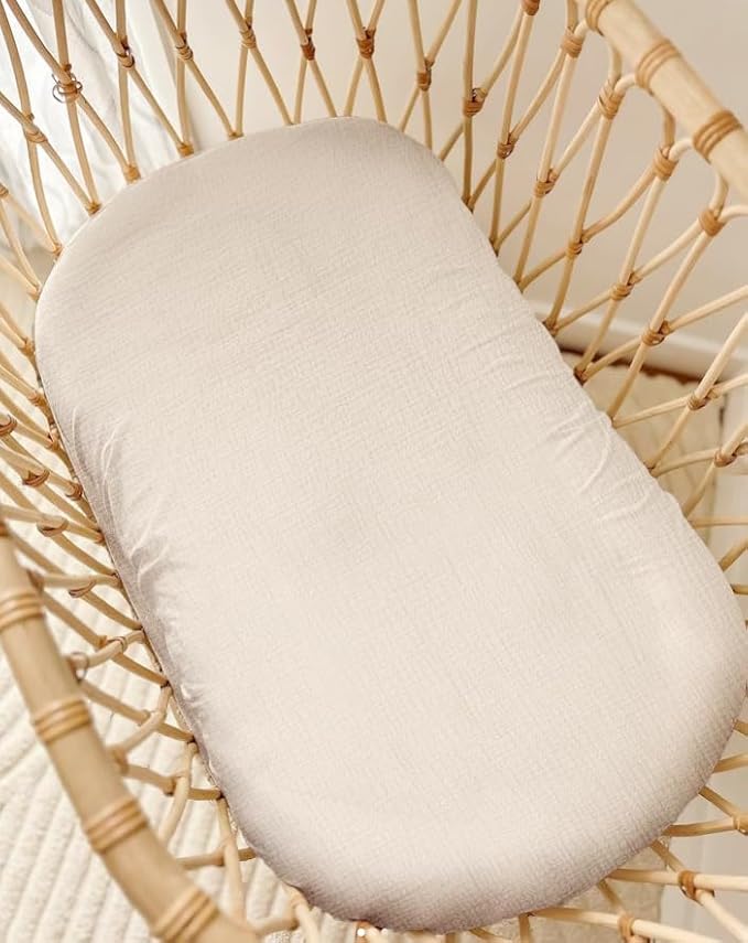 Muslin Baby Lounger Cover 2 Pack, Soft Breathable Newborn Lounger Pillow Cover for Boys Girls Infant (Beige & Mustard Yellow)