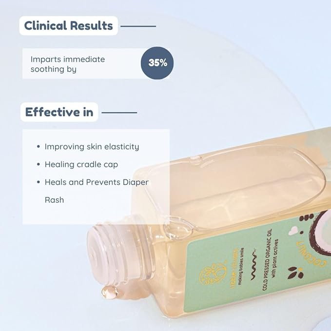 Little Rituals COCONUT BABY MASSAGE OIL Certified Organic, Wood Cold-Pressed for Skin and Hair with SWISS Plant Actives. Dermatologist Tested by Pediatrics, Mild & Gentle & Safe (100 ML)