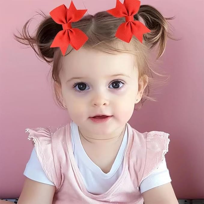 Baby Hair Bows Clips Fully Lined Grosgrain Boutique Solid Ribbon Mini Bows for Girls Teens Infants Kids Toddlers Newborn 2pcs Colors in Pairs (black.)