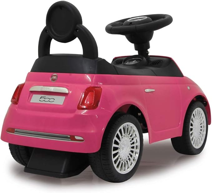 Jamara 460436 Pink 460436-Push-car Fiat 500 Tilt Prevention, Backrest, Hand Grip, Boot Under The seat, Sounds, Horn
