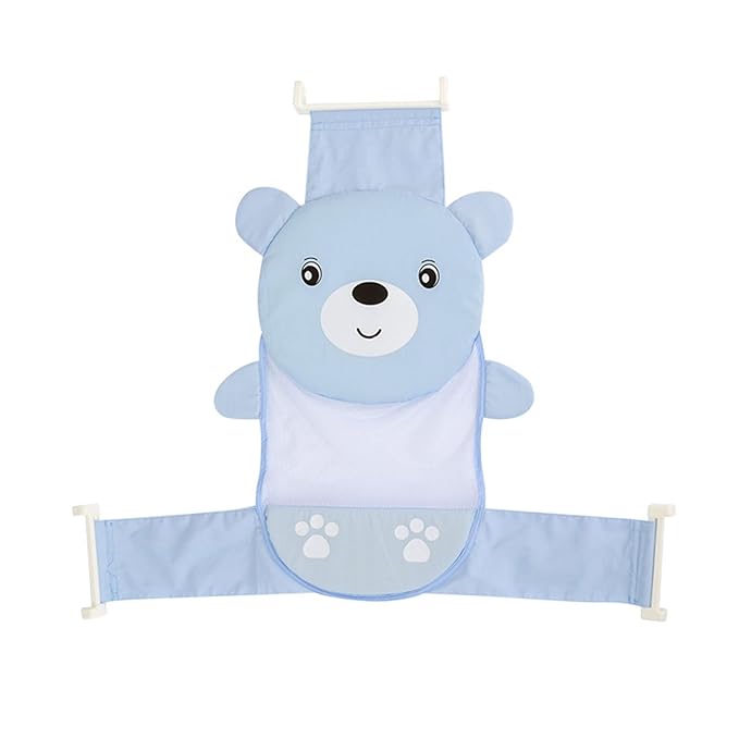 Cute Cartoon Bear Baby Bathtub Net Pocket Foldable and Portable Shower Net Bed Adjustable Bathing Net Infant Shower Gift Cute and Secure