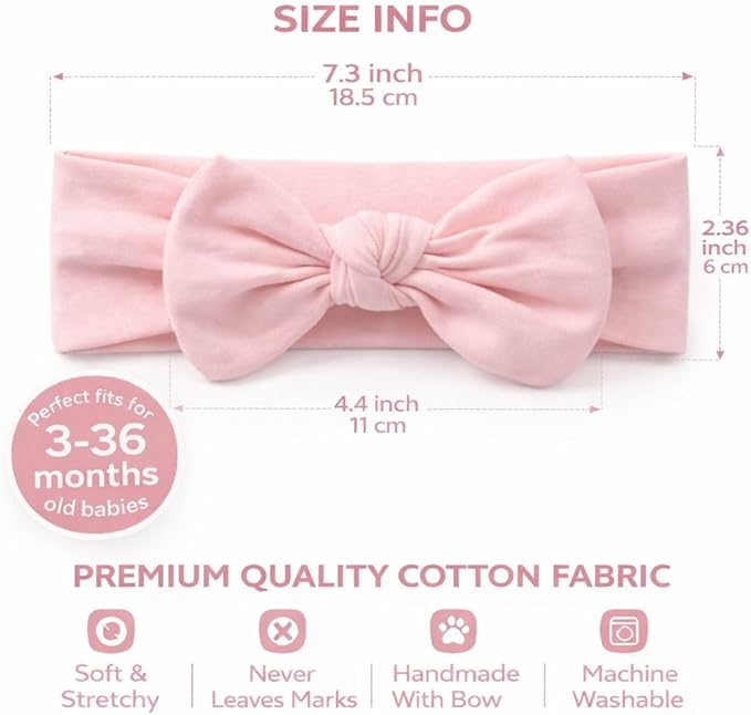 Baby Girl Headbands-Infant,Toddler Cotton Handmade Hairbands with Bows Child Hair Accessories