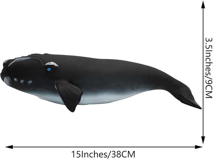 Gemini&Genius Right Whale Action Figure, Shark Animal Ocean Blackfish, Soft Rubber Ocean Whale Shark, Great for Kids Bath Swimming Beach and Cake Toppers Toys