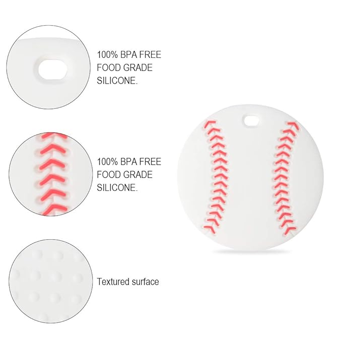 Sports Ball Series Baby Teething Toys,Food Grade Silicone Chew Teether for 3 Months+ Infant Boy and Girl,Toddler Sensory Chewing Teether,BPA Free (Baseball)