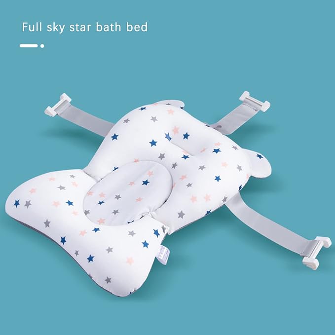 Baby Bath Cushion Pad Newborn Bathtub Mat Bath Supporter Net Bathtub Pillow Non-Slip Floating Bathing Tub Seat (White Star, One Size)