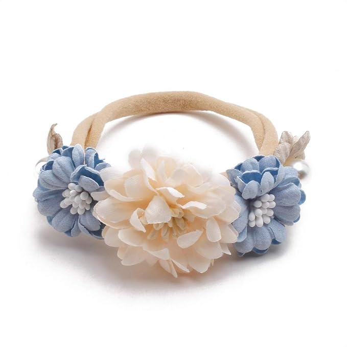 OOSAKU Baby Girl Flower Headbands Set Elastic Floral Headbands 6pcs Soft Nylon Hair Band for Newborn Toddler Hair Accessories