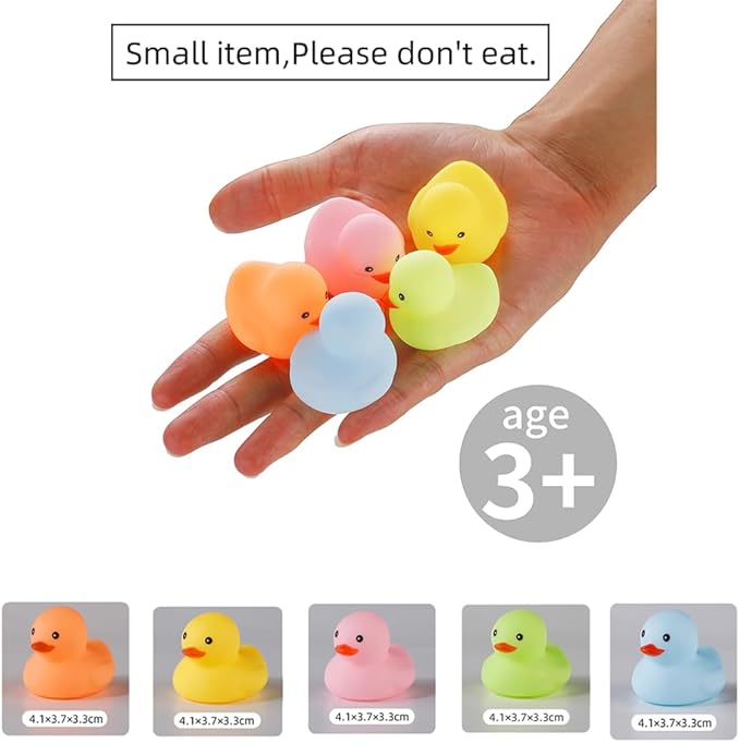 50 Pcs Multicolor Mini Rubber Ducks Baby Bath Toy ,Children Squeak and Float Colored Small Ducks in Bulk Toddlers Shower Duck Decorations Party Favors