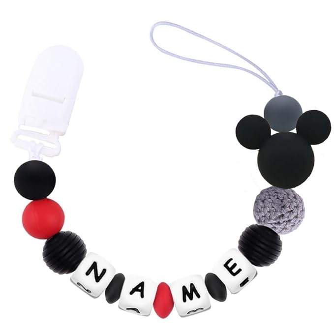 Personalized Pacifier Clip with Name, Custom Silicone Binky Holder for Baby Boys Girls