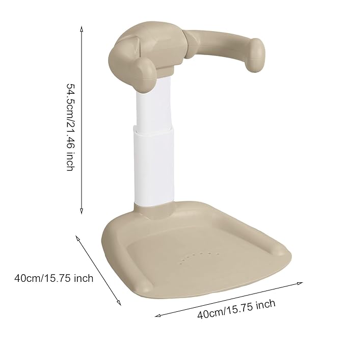 Adjustable Baby Shower Stand with Anti-Slip Base,Bath Shower Standing Support Stand,Portable Bath Helper Bath Support for Infants Portable Bath Helper for Baby 8-24 Months (Khaki)