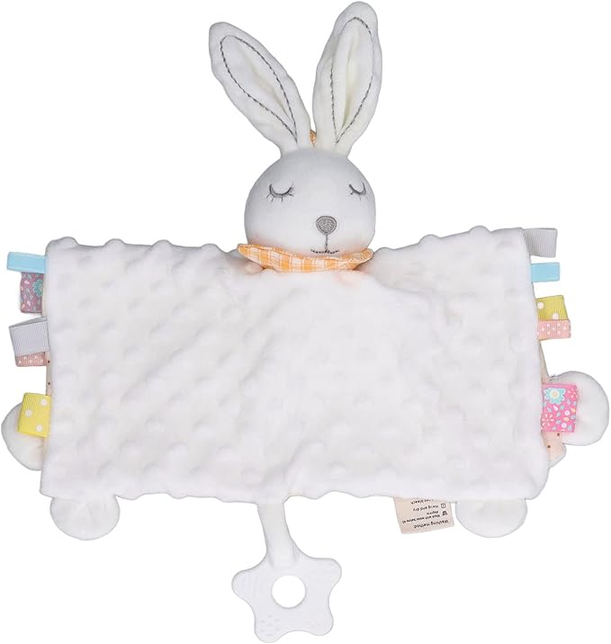 Alomejor Baby Bunny Security Blanket Chewable Accompany Enrich Senses Baby Teether Blanket