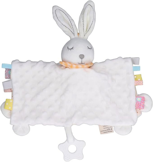 Alomejor Baby Bunny Security Blanket Chewable Accompany Enrich Senses Baby Teether Blanket