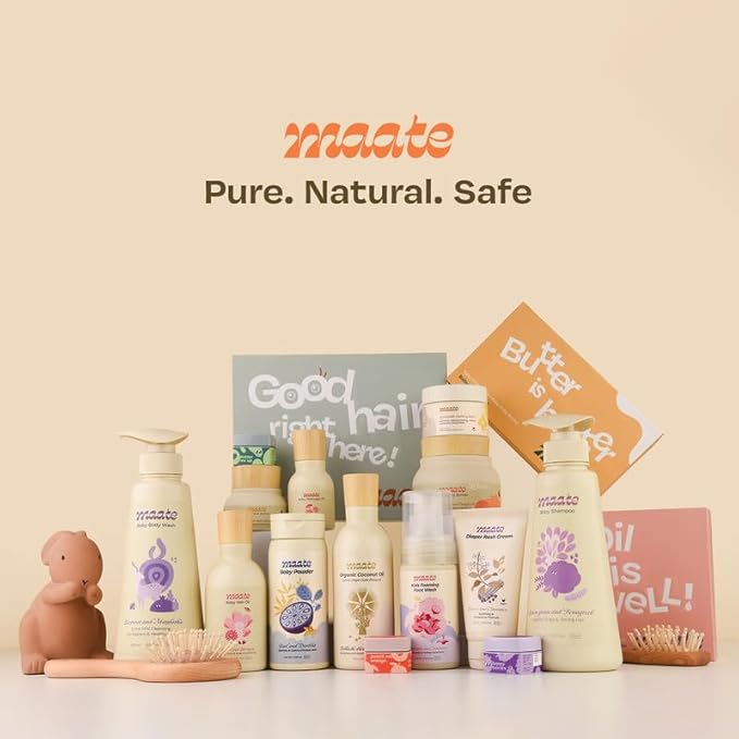 MAATE Baby Shampoo (400 ml) | Deep Cleanses, Nourishes Scalp & Hair | With Ayurvedic Herbs like Shikakai & Amla | Baby Shampoo For Kids 0-12 Years | Baby Hair Shampoo | Tear Free & Chemical Free