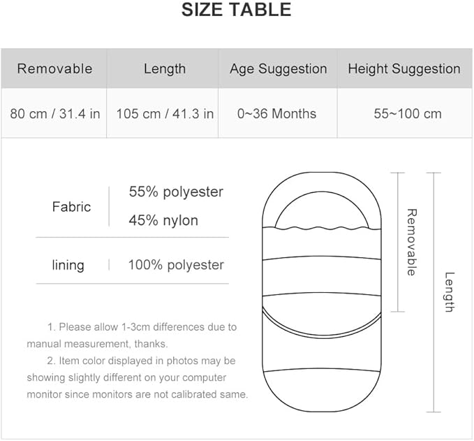 HOUSBAY Baby Stroller Bunting Bags Stroller Footmuff Universal Sleeping Bag Winter Outdoor Hooded Bunting Bag Windproof and Water-Resistant Suitable Below 5 ℃