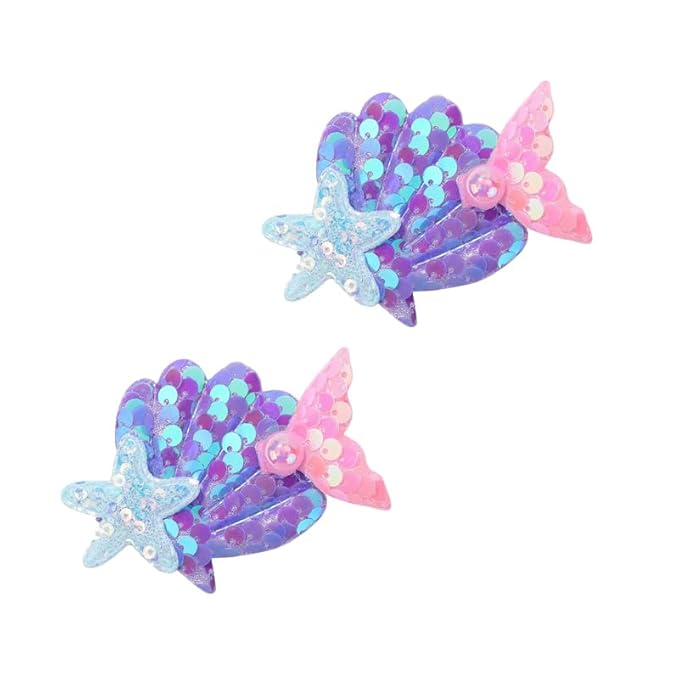 Enchanting Mermaid-Shaped Sequin Hair Clips for Kids - 6 Color Options! (purple)