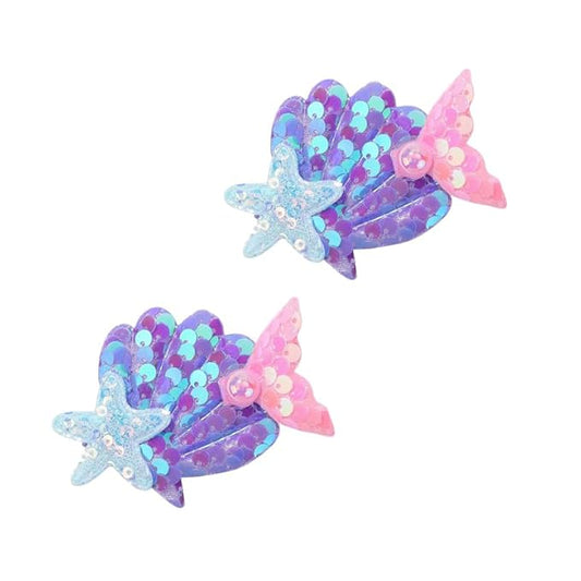 Enchanting Mermaid-Shaped Sequin Hair Clips for Kids - 6 Color Options! (purple)