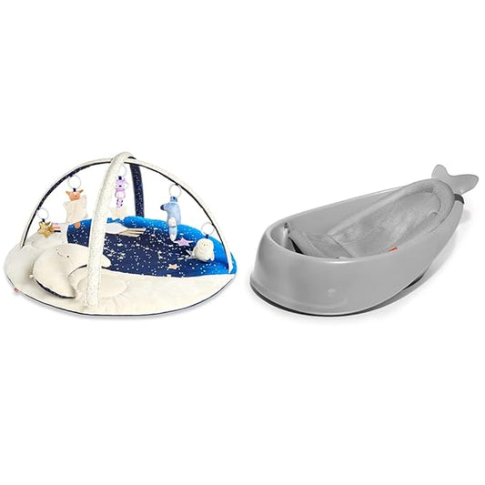 Skip Hop Baby Play Gym, Celestial Dreams, Grey & Baby Bath Tub, 3-Stage Smart Sling Tub, Moby, Grey