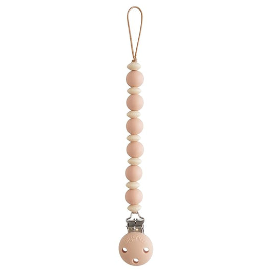 mushie 100% Silicone Baby Pacifier Clip BPA Free | Luna (Blush)
