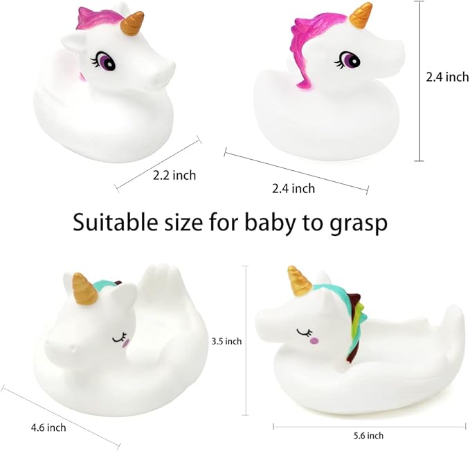 Baby Bath Toys,Cute Unicorn Bath Toys for Toddlers,Squirt Bathtub Toys for Boys Girls,Rubber Floating Shower Toys Gifts 4pcs Set