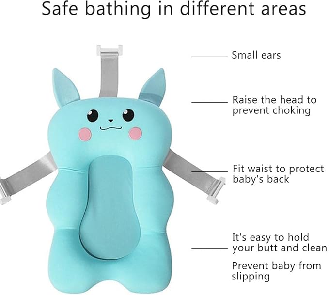 Baby Bath Mat, 52 x 34 x 9 cm Baby Shower Cushion with about 20KG Bearing Range, Baby Bath Support Seat Mat, for 0-1 Years Old Newborn (White Panda)