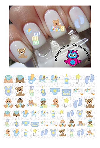 Blue Baby Shower Boy Nail Art Decals