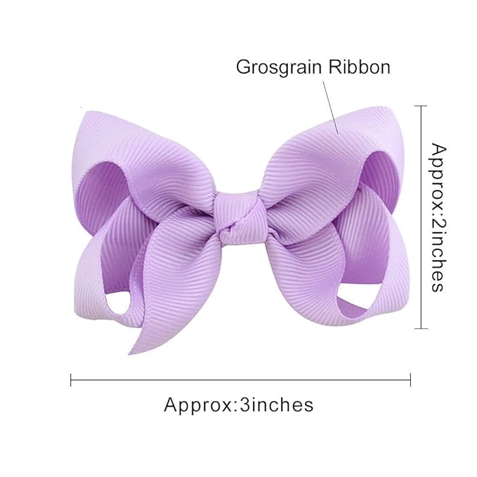 OAOLEER Hair Bow Clip, 20 Colors 3 Inch Grosgrain Ribbon Bows Hair Alligator Clips Hair Barrettes Hair Accessories for Girls Toddler Infants Kids Teens Children