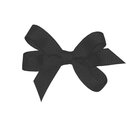 Wee Ones Girls' Classic Grosgrain Hair Bows with Plain Wrap Center, No-Slip Hair Clip, Handmade, Black, Baby