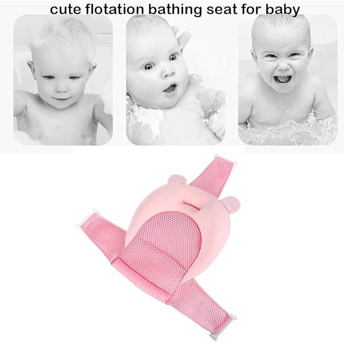 Baby Flotation Bath Cushion Infant Bath Seat Support Net Newborn Bathtub Mesh Pad with Pillow Baby Shower Lie Seat Toddler Bathing Shower Breathable Mat for 0-24 Months
