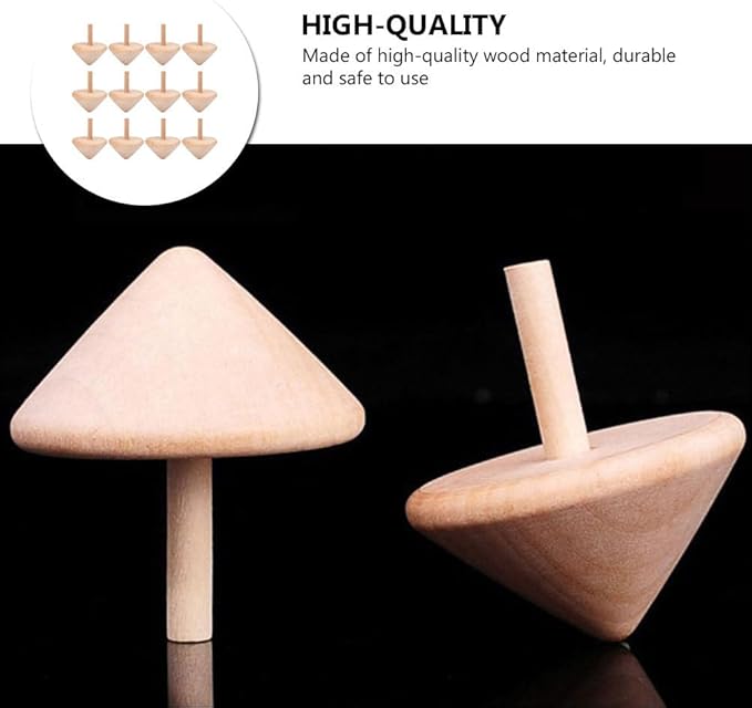 24 Pcs Wooden Spinning Tops - Unfinished DIY Paintable Wood Gyro Toys for Kids - Bulk Party Favors, Creative Craft Playthings for Hand-Eye Coordination, Fine Motor Skills Development