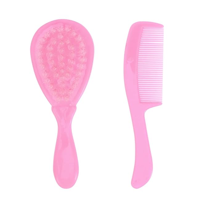 Brush and Comb Set for Boy Girl Anti-Static Massage Comb for Gentle Hair Care Pink Color Promotes Blood Circulation and Brain Development for Newborns and Toddlers