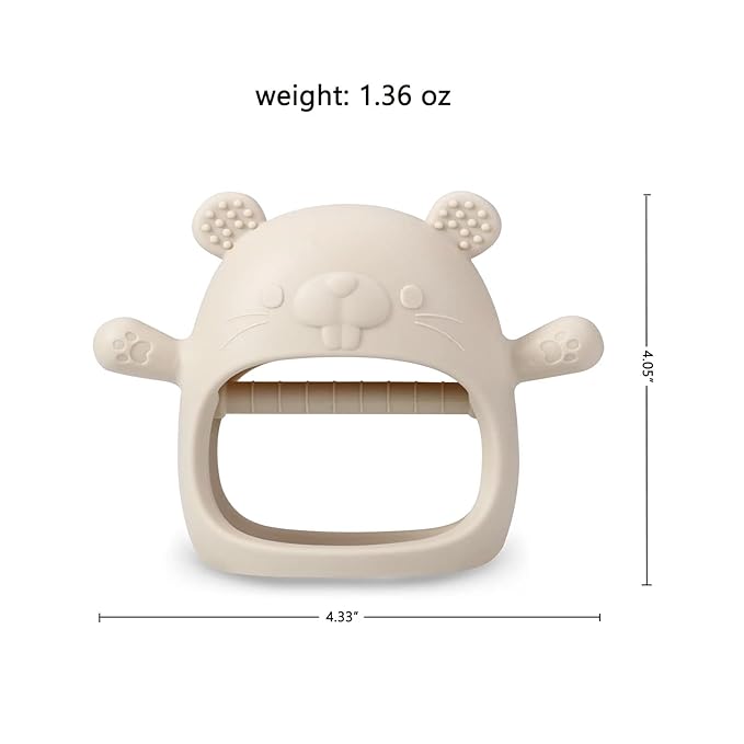 PandaEar 2 Pack Silicone Teething Toys | Baby Teether Mitten & Hand Pacifier for Soothing Teething Pain Relief (White/Blue)