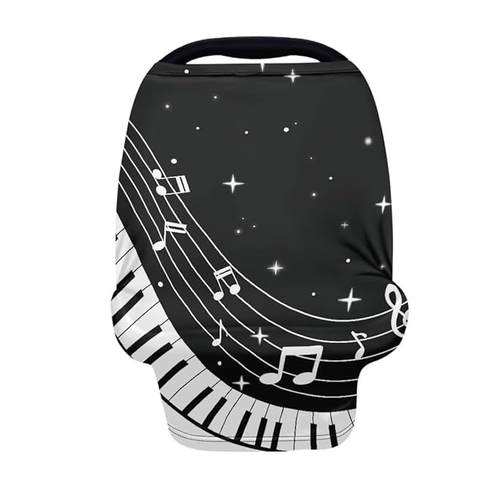 Coldinair Music Notes Star Multifunctional Nursing Cover Multi Use Cover for Baby Car Seat Canopy Shopping Cart Cover,Stroller Cover