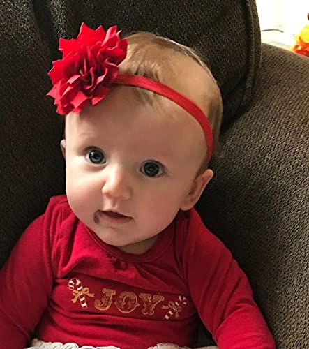 Rose red Red Girl Baby Flower Headbands Rhinestone Flower Princess.(FD83-Rose red Red)