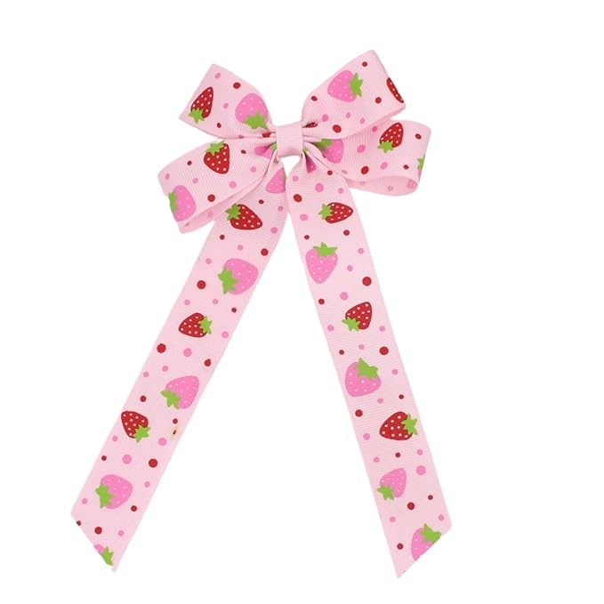 Strawberry Snap Clips Baby Girls Fruit Hair Bow Clips Strawberry Hair Ring Tie BBW24 (Set-K)