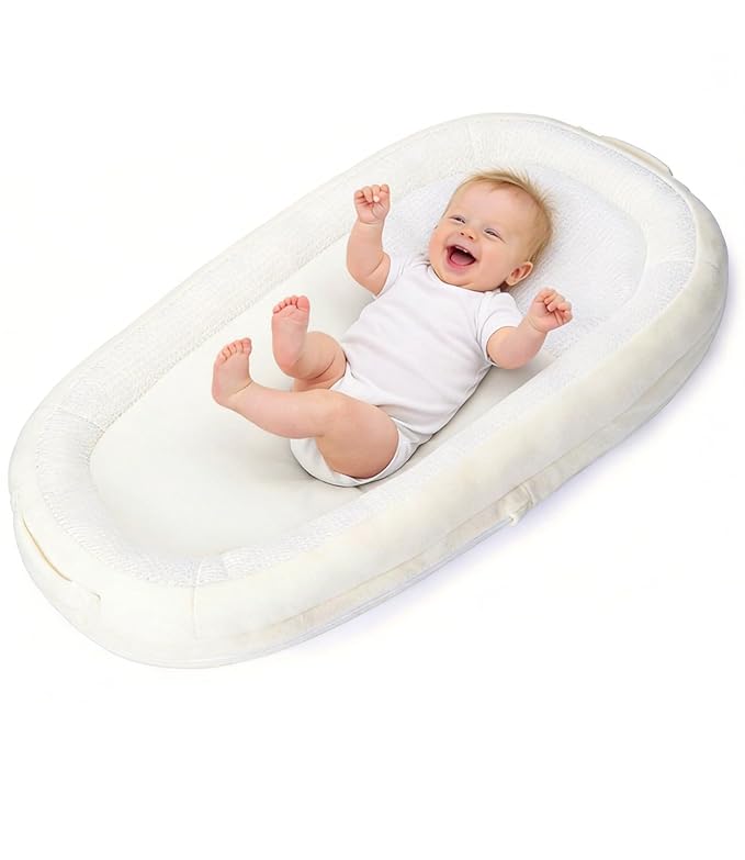 Baby Lounger, Portable Infant Support Cushions for Newborn 0-24 Months, Soft Washable Baby Nest with Thickened Support, Newborn Baby Essentials Gift for Home and Travel, Supervised Use