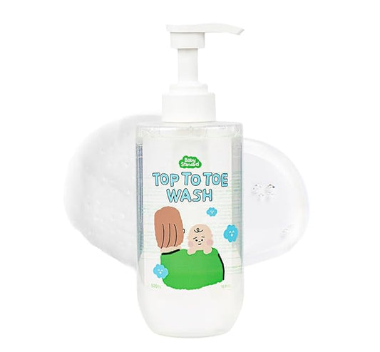 Baby Wash & Shampoo – Made in Korea, Tear-Free Head-to-Toe Cleanser for Sensitive Skin, Low pH Plant-Based Foam, Unscented & Fragrance-Free, 16.9 fl.oz