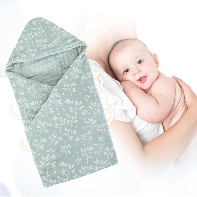 HOUSBAY Baby Blanket Newborn Blanket with Hooded Windproof Go Outside Warm Portable Swaddle Wrap in Basket Baby Safety Seats (Light Green)