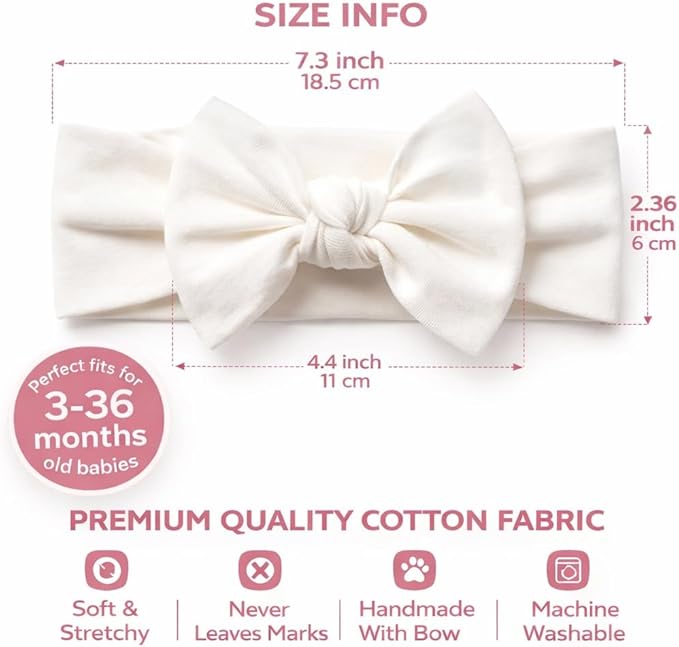 Baby Girl Headbands-Infant,Toddler Cotton Handmade Hairbands with Bows Child Hair Accessories