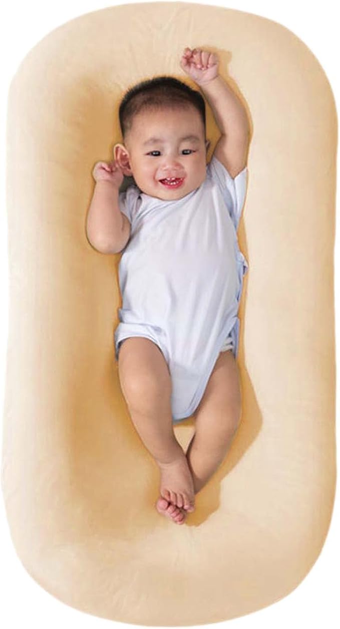 Baby Lounger, Baby Lounger for Newborn, Soft Breathable Washable Infant Lounger for Baby Home and Travel (Beige, 0-12 Months)