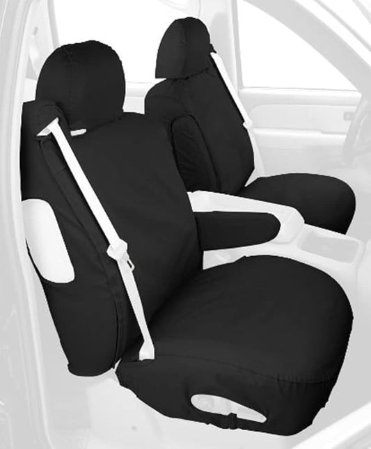 Covercraft Custom-Fit Front Bucket SeatSaver Seat Covers - Polycotton Fabric, Charcoal Black