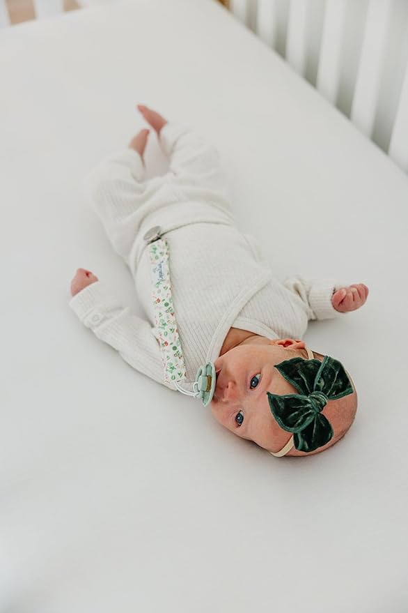 Copper Pearl Pacifier Clip 3-Pack: Premium Knit Binky Clips for Baby Girls and Boys - Stylish Stainless Steel Pacifier Holder Clip - Baby Pacifier Clips for No More Floor Drops - Christmas Classics