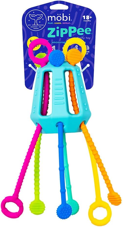 Mobi Zippee Activity Toy - Sensory Activities for Toddlers and Kids, BPA-Free & Food Grade Silicone, Montessori Learning Games for Ages +1 (Original)