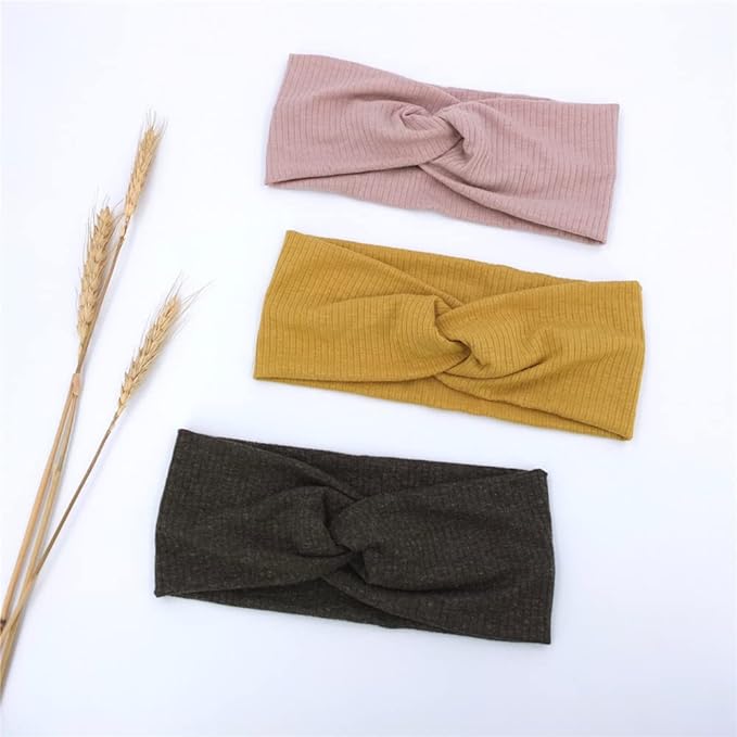 Sugarmelon Baby Headbands Stretchy Hairbands Hair Bow Elastics for Baby Girls Newborn Toddlers Infant Kids Turban Headband (Cross Headband Taupe)