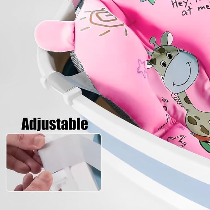 Baby Bath Cushion Cartoon Newborn Bathtub Mat Non-Slip Baby Bath Pad Quick Dry Baby Bathtub Pillow Seat Mat Floating Baby Bath Seat Cushion Adjustable Baby Bath Support Cushion for Baby 0-12 Months
