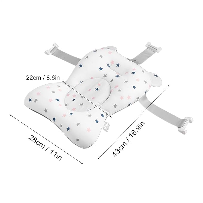 Baby Bath Pad | Foldable Travel Baby Baths Tub, Babies Tub with Soft Baths Mat, Babies Bath Seat Support Net, Non-Slip, 3 Safety Belts, for Home Travelling