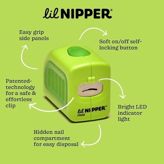Lil Nipper Electric Nail Trimmer for Kids | Safe Automatic Clipper Ages 5-13 | Child Size with Catcher | Sensory-Friendly Nail Care